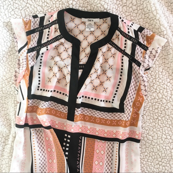 Bar III Tops - Pink and mustard printed blouse